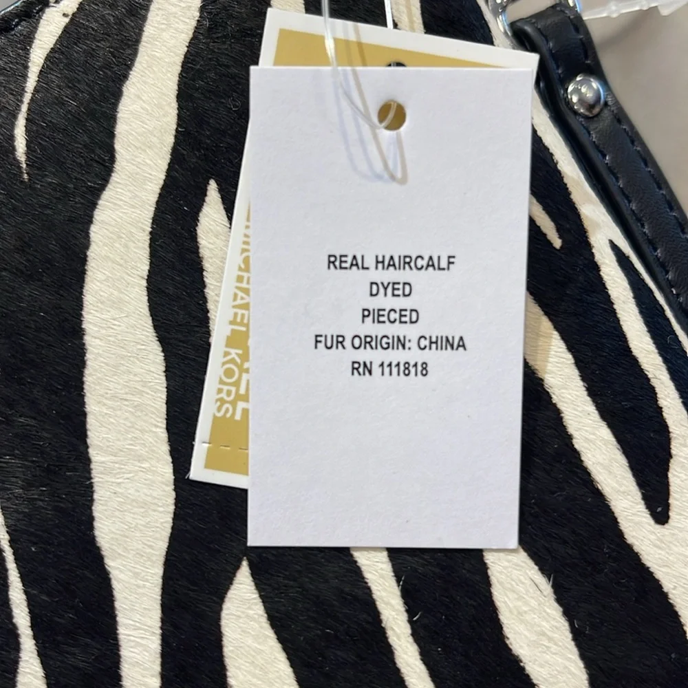 MICHAEL KORS Large Continental Wristlet Phone Case Wallet Exotic Print Hair Calf - Picture 8 of 16
